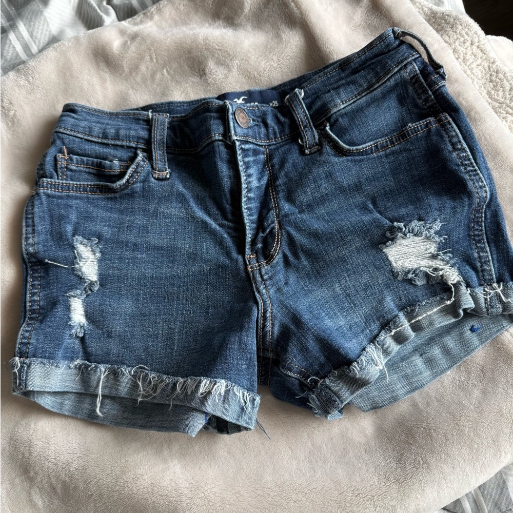 Hollister Blue Distressed Jean Shorts
